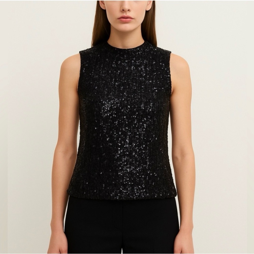 Calvin Klein Black Sleeveless Sequin Top Sz 2X New W/O tag.